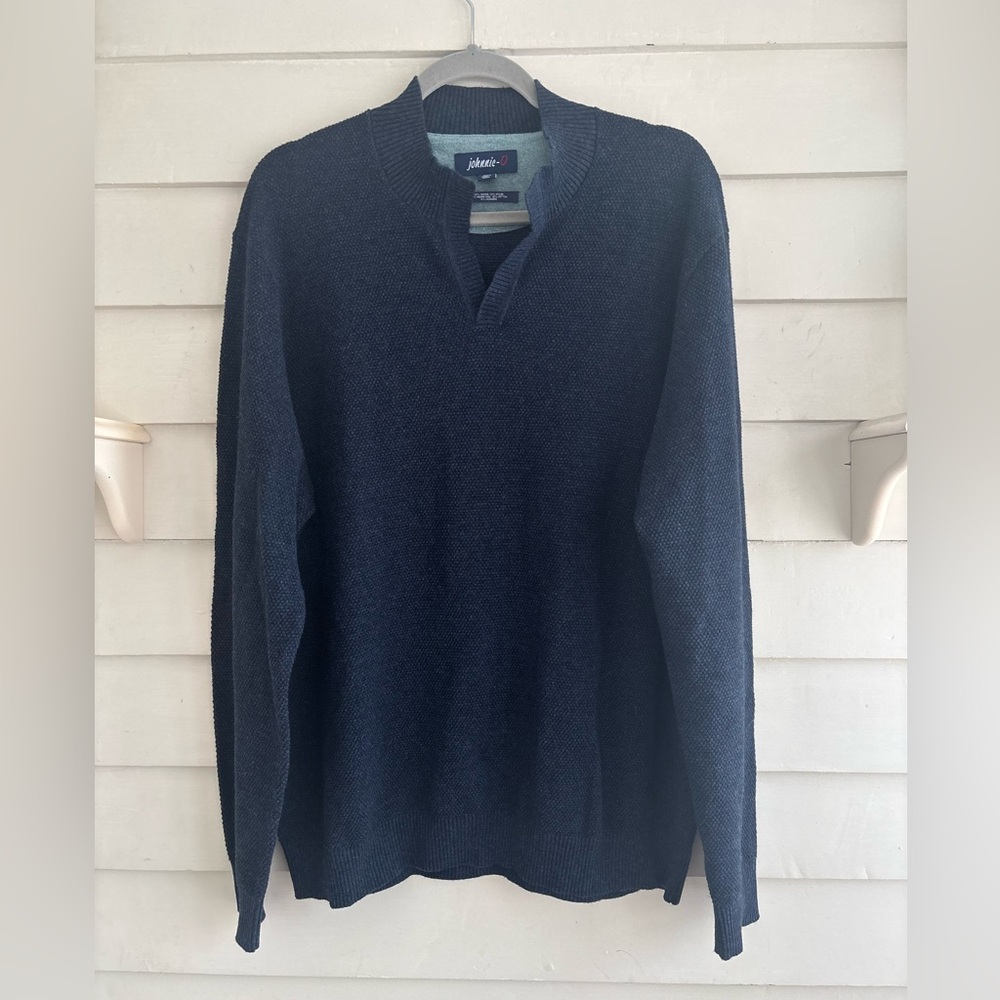 johnnie-O Estaban Navy Blue Split Neck Sweater Men’s Size XL